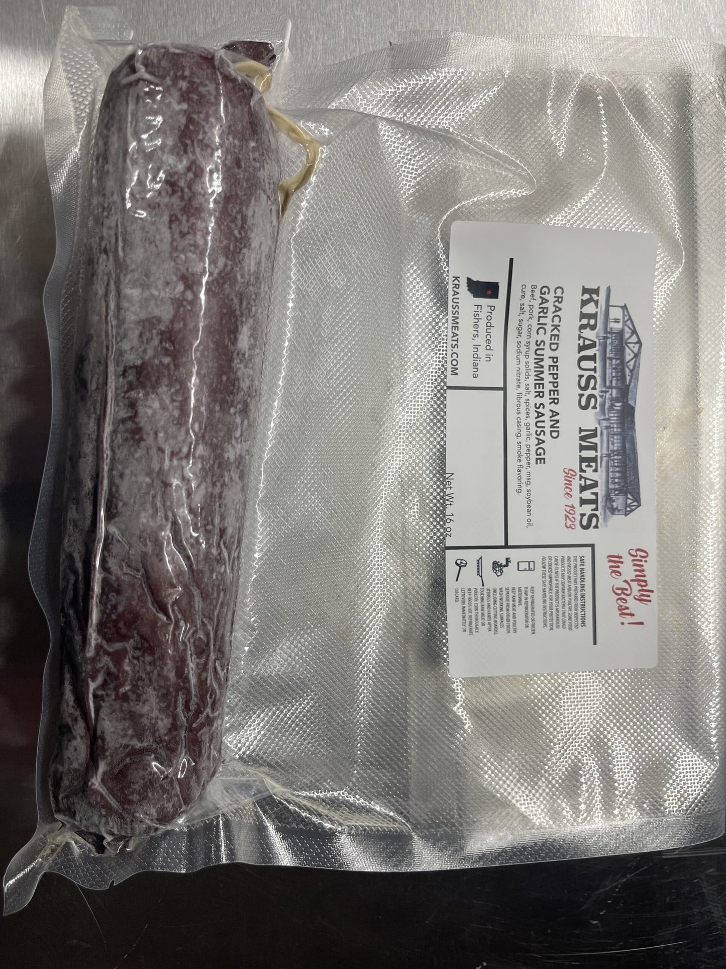 Cracked Pepper & Garlic Summer Sausage (Large)