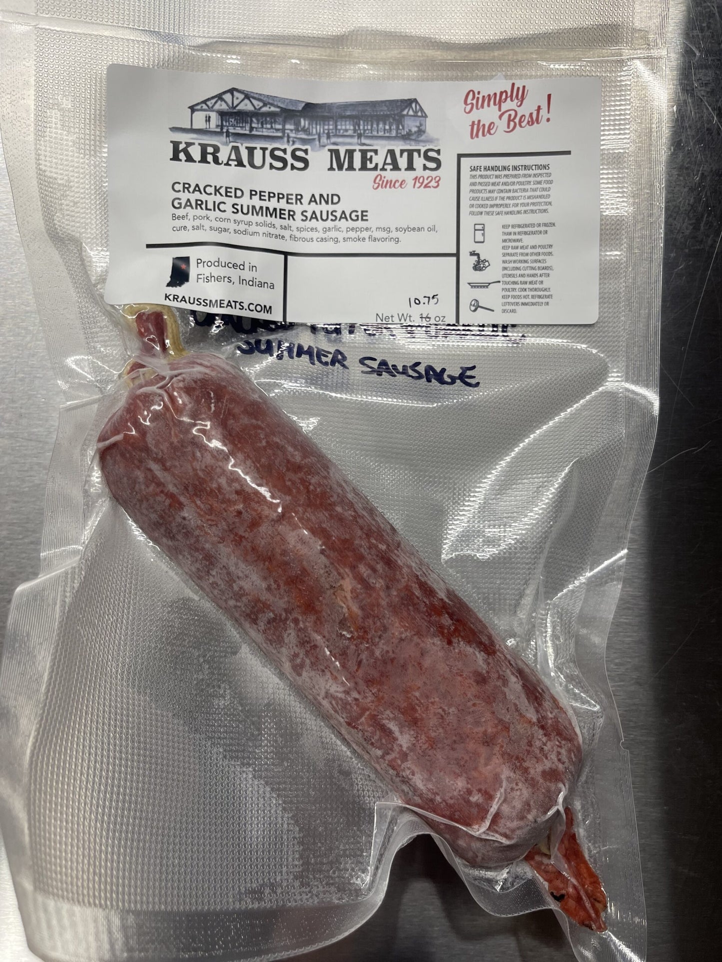 Cracked Pepper and Garlic Summer Sausage (Small)
